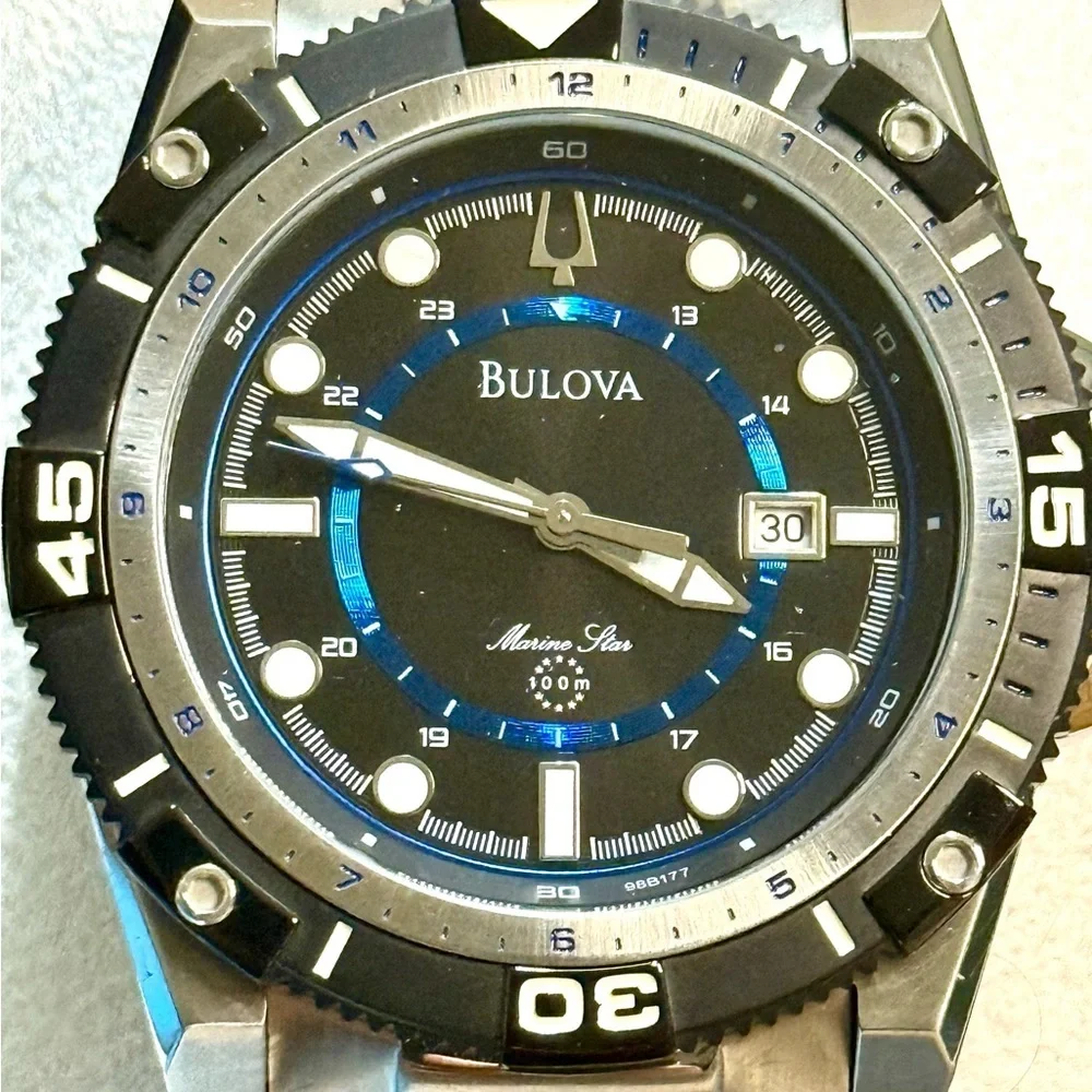 Bulova Marine Star Date Designer Classic Sports Mens Watch - Picture 7 of 8